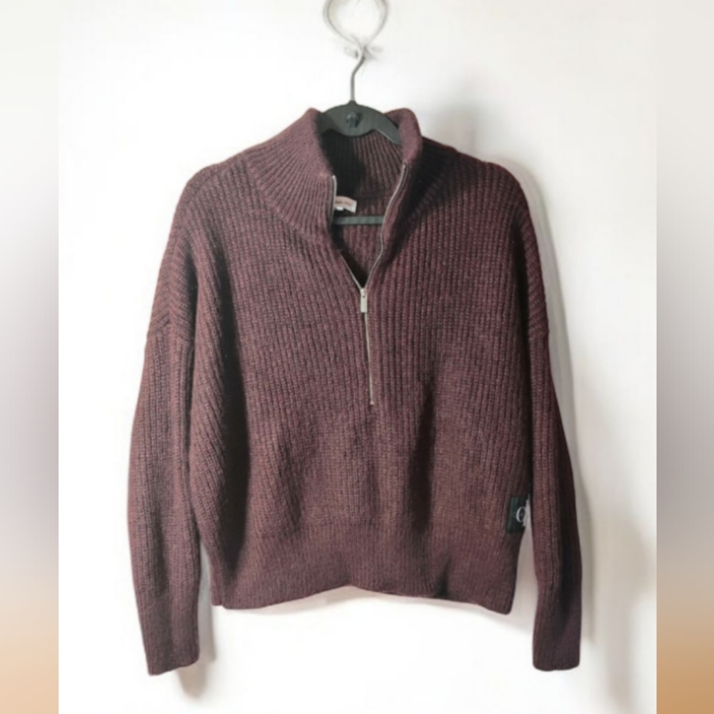 Calvin Klein  Maroon Zip-Up Sweater